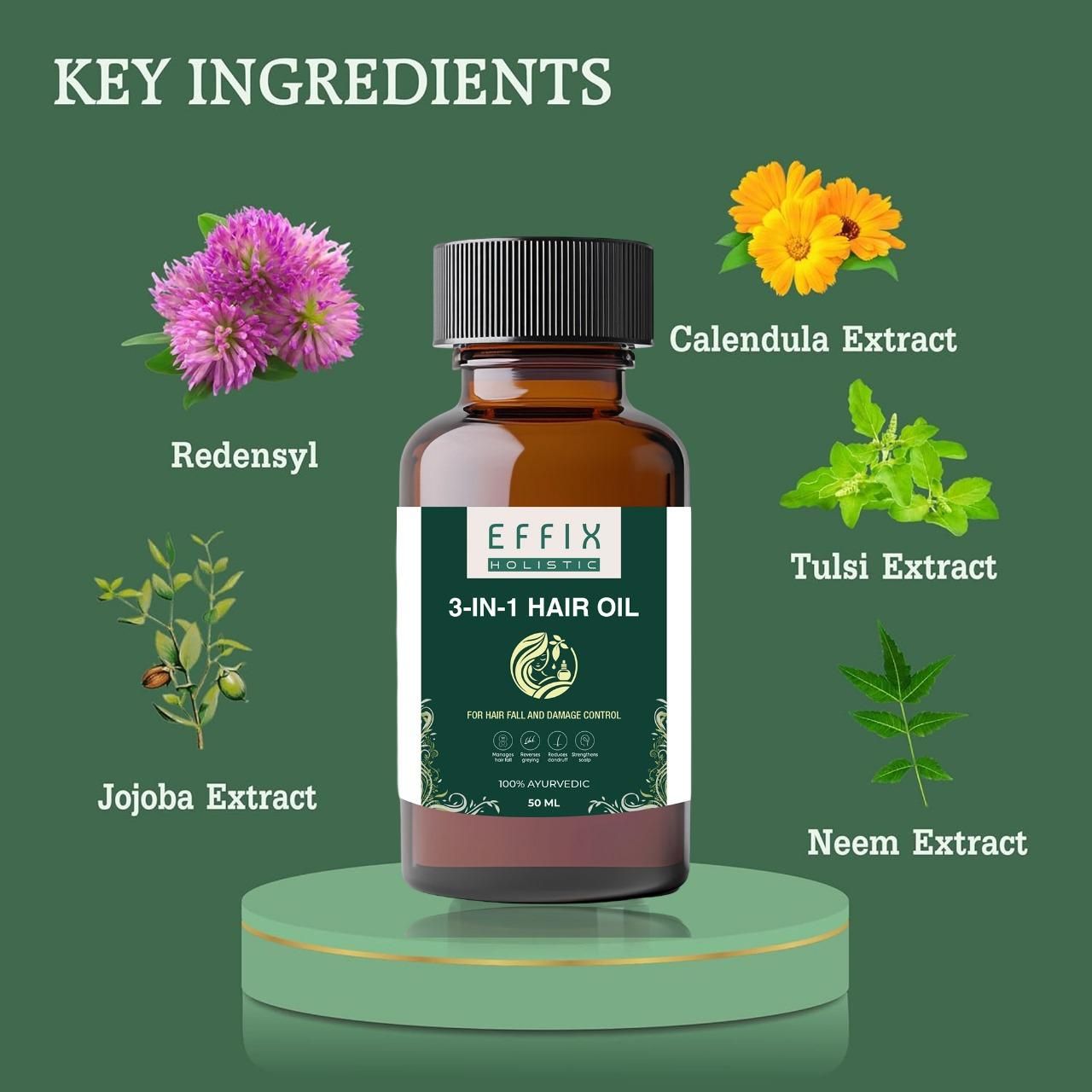 3 in 1 Hair Oil (Pack of 2) – Strengthening & Nourishing 50ML Each