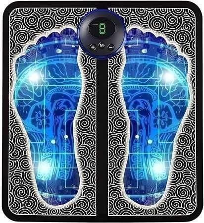 Electronic Muscle Stimulator (EMS) Foot Massager Mat | USB Rechargeable Feet Massage Machine (Portable, Black)