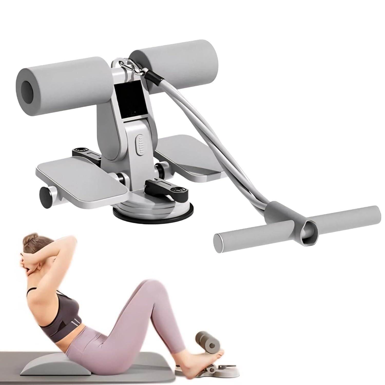 3-in-1 Ab & Core Muscle Exerciser Fitness Device | Portable Sit-Up Equipment with Suction Cup Anchor & Resistance Band