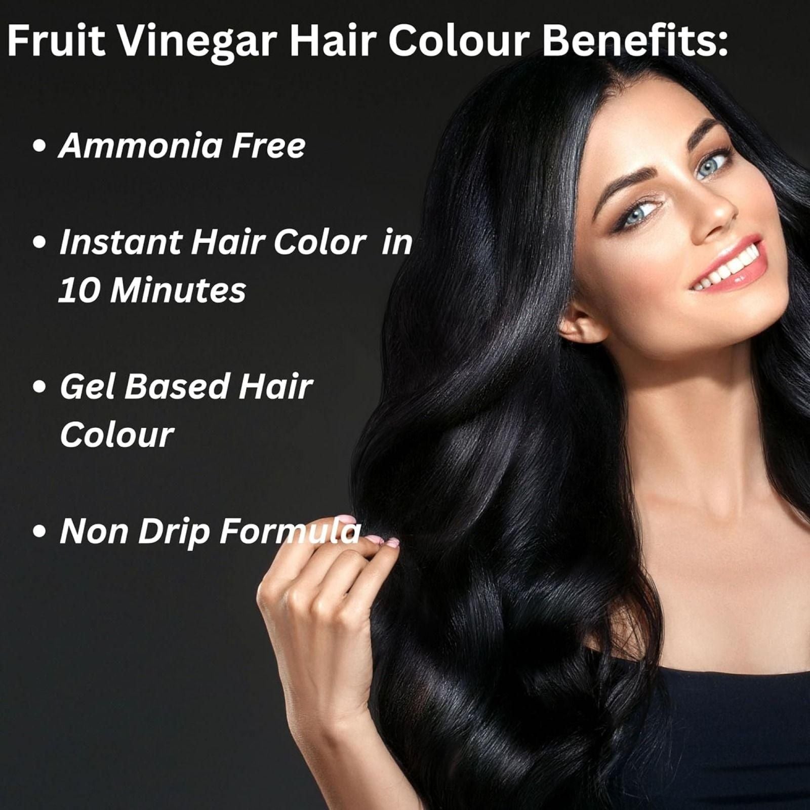 Fruit Vinegar Gel Based Hair Color 125ML (Pack of 2) for Ammonia-Free, 100% Grey Coverage & Shine