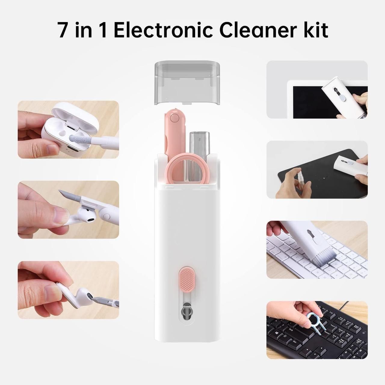 7-in-1 Electronic Cleaner Kit with Brush | Multi-Function Gadget Cleaning Pen for Earbuds, Keyboard & Camera