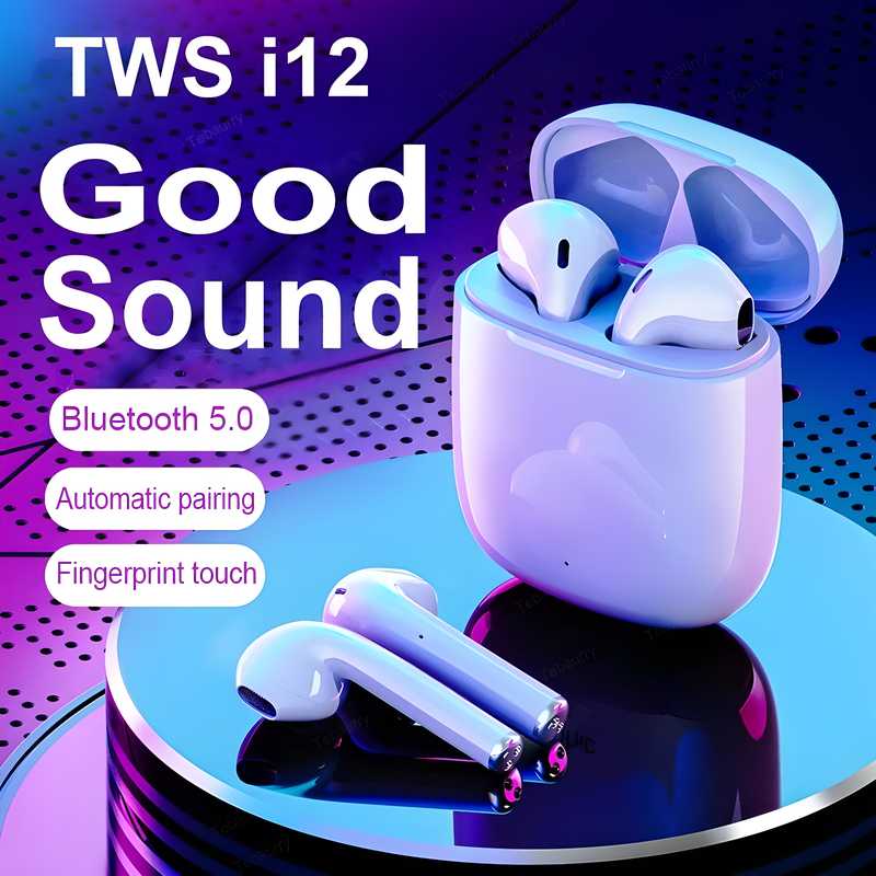i12 TWS Wireless Bluetooth 5.0 Earbuds | Auto-Pairing Stereo Headset for All Android & iOS Mobiles