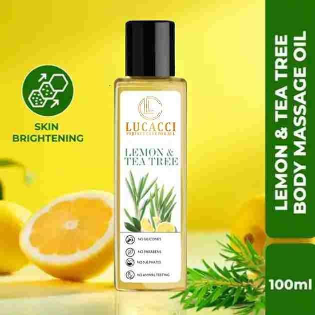 Lucacci Lemon & Tea Tree Body Massage Oil (100ml) | Invigorating & Purifying