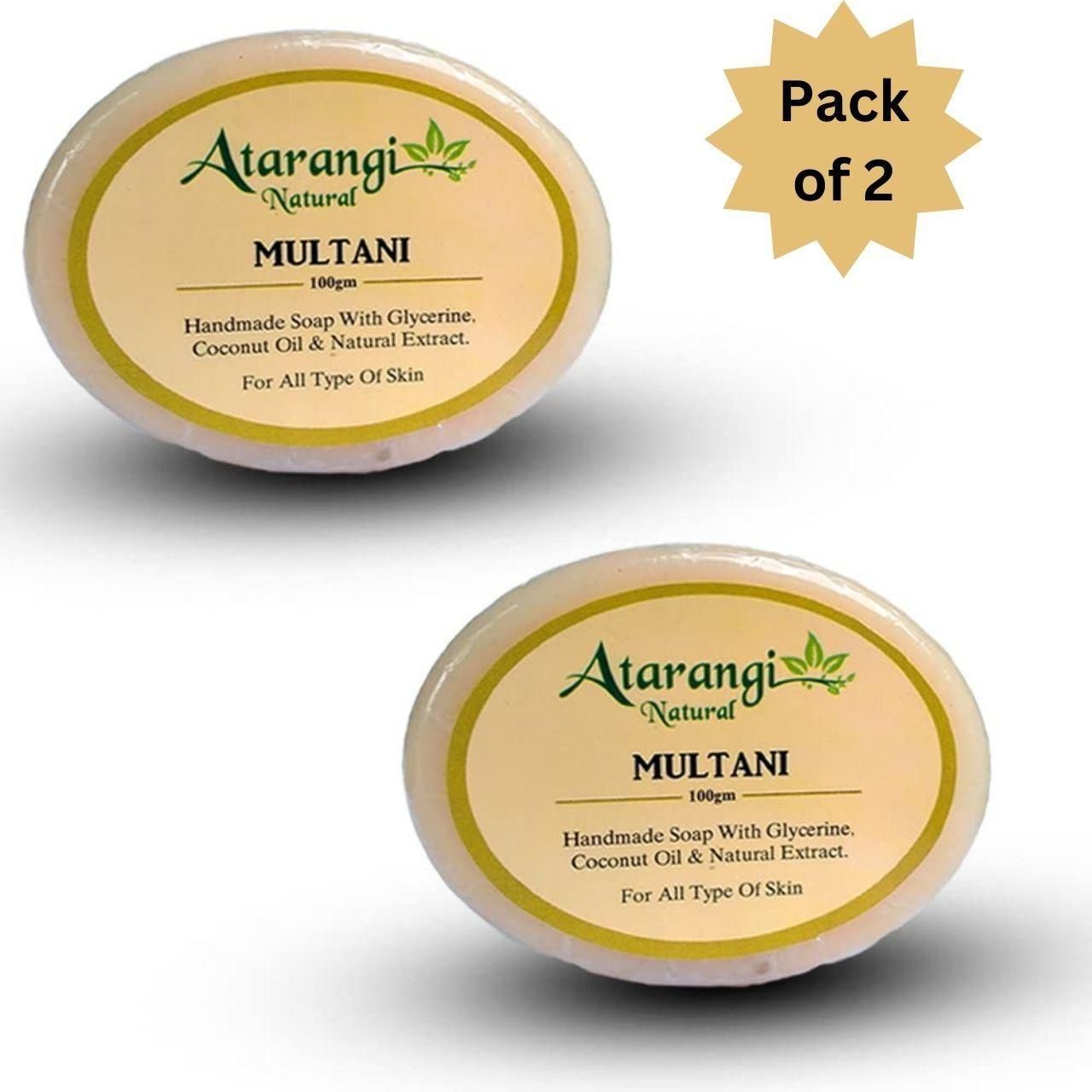 Handmade Multani Mitti Soap (400G) | (Pack Of 2) Natural Pimple Mark & Acne Scar Removal