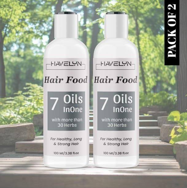 Havelyn Hair Food Oil (2x100ml) | 7 Oils, 30+ Herbs for Hair Growth, Damage Repair & Dandruff Control