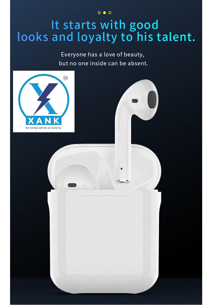 XANK i12 TWS Wireless Earbuds with Charging Case | Compatible with All Smartphones & Tablets (White)