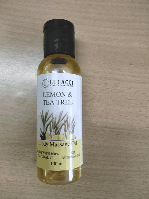 Lucacci Lemon & Tea Tree Body Massage Oil (100ml) | Invigorating & Purifying