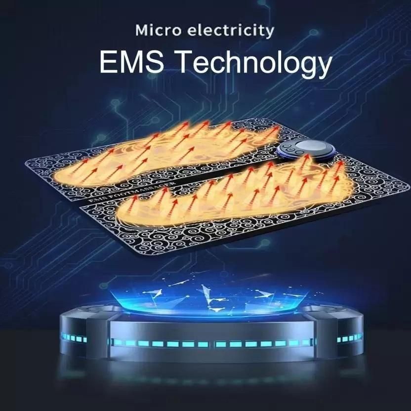 Electronic Muscle Stimulator (EMS) Foot Massager Mat | USB Rechargeable Feet Massage Machine (Portable, Black)