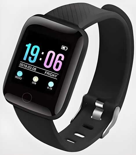 ID116 Plus Smart Fitness Tracker | Color Screen Smartwatch for Sports, Heart Rate & Steps (Black)