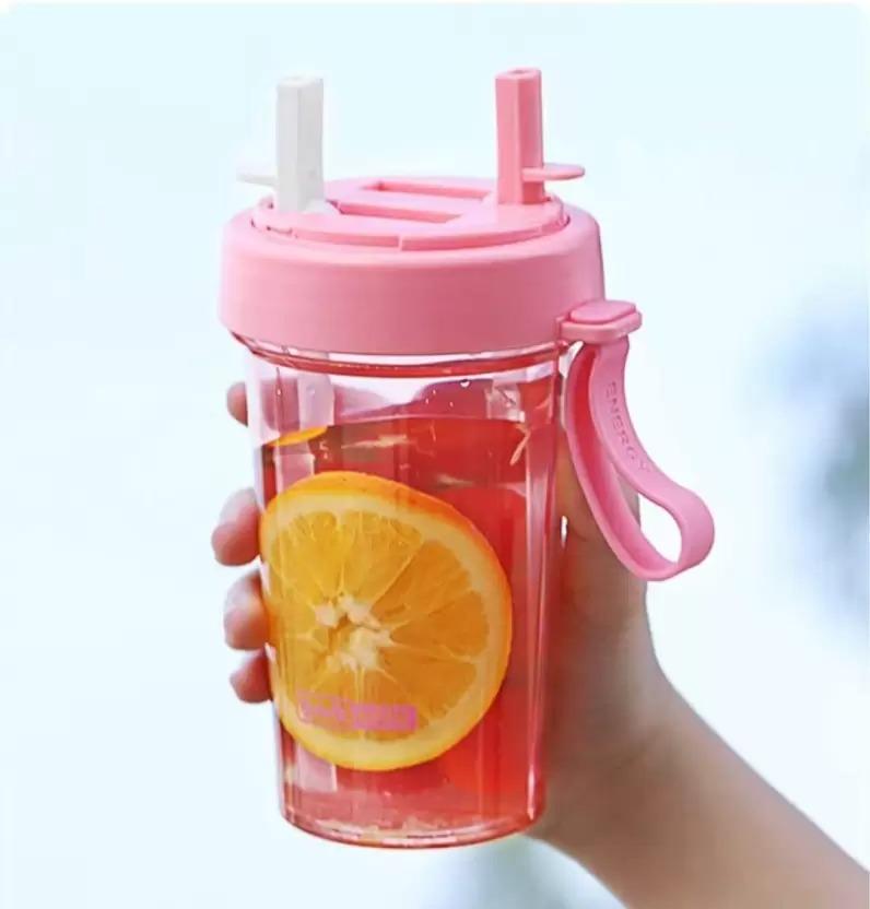 2-in-1 Dual Chamber Water Bottle (1000ML) | Double Straws & Spill-Proof for Hot and Cold Drinks