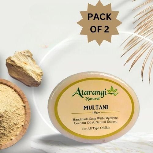 Handmade Multani Mitti Soap (400G) | (Pack Of 2) Natural Pimple Mark & Acne Scar Removal