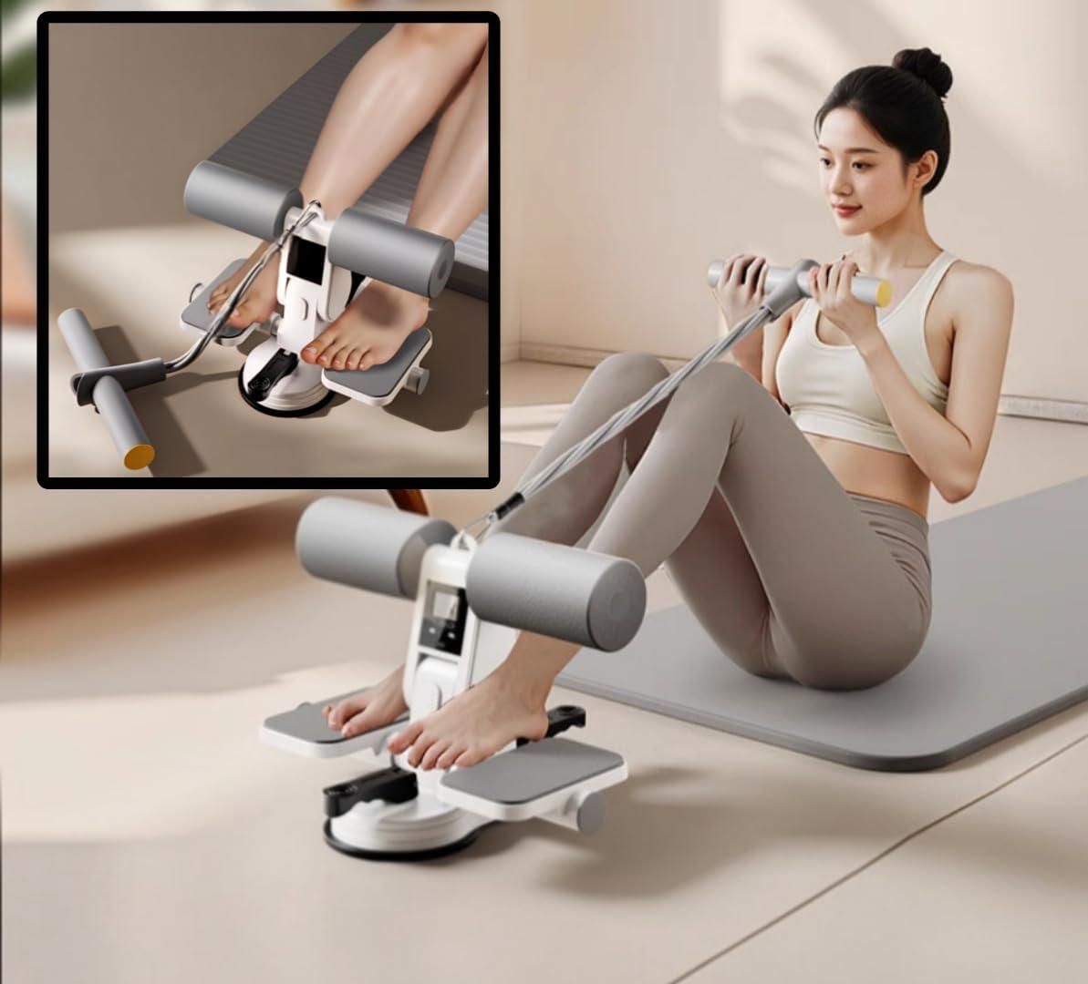 3-in-1 Ab & Core Muscle Exerciser Fitness Device | Portable Sit-Up Equipment with Suction Cup Anchor & Resistance Band