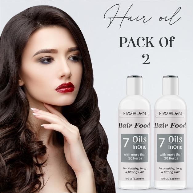 Havelyn Hair Food Oil (2x100ml) | 7 Oils, 30+ Herbs for Hair Growth, Damage Repair & Dandruff Control