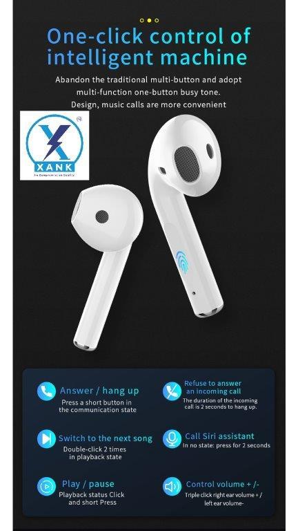 XANK i12 TWS Wireless Earbuds with Charging Case | Compatible with All Smartphones & Tablets (White)