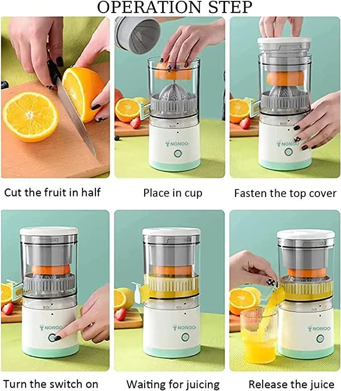 Portable USB-C Rechargeable Electric Citrus Juicer (45W) | Wireless, High-Efficiency Orange Squeezer