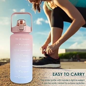 3-Pack Motivational Water Bottle Set | Time Marker Hydration Reminders, Leak-Proof Straw & Portable