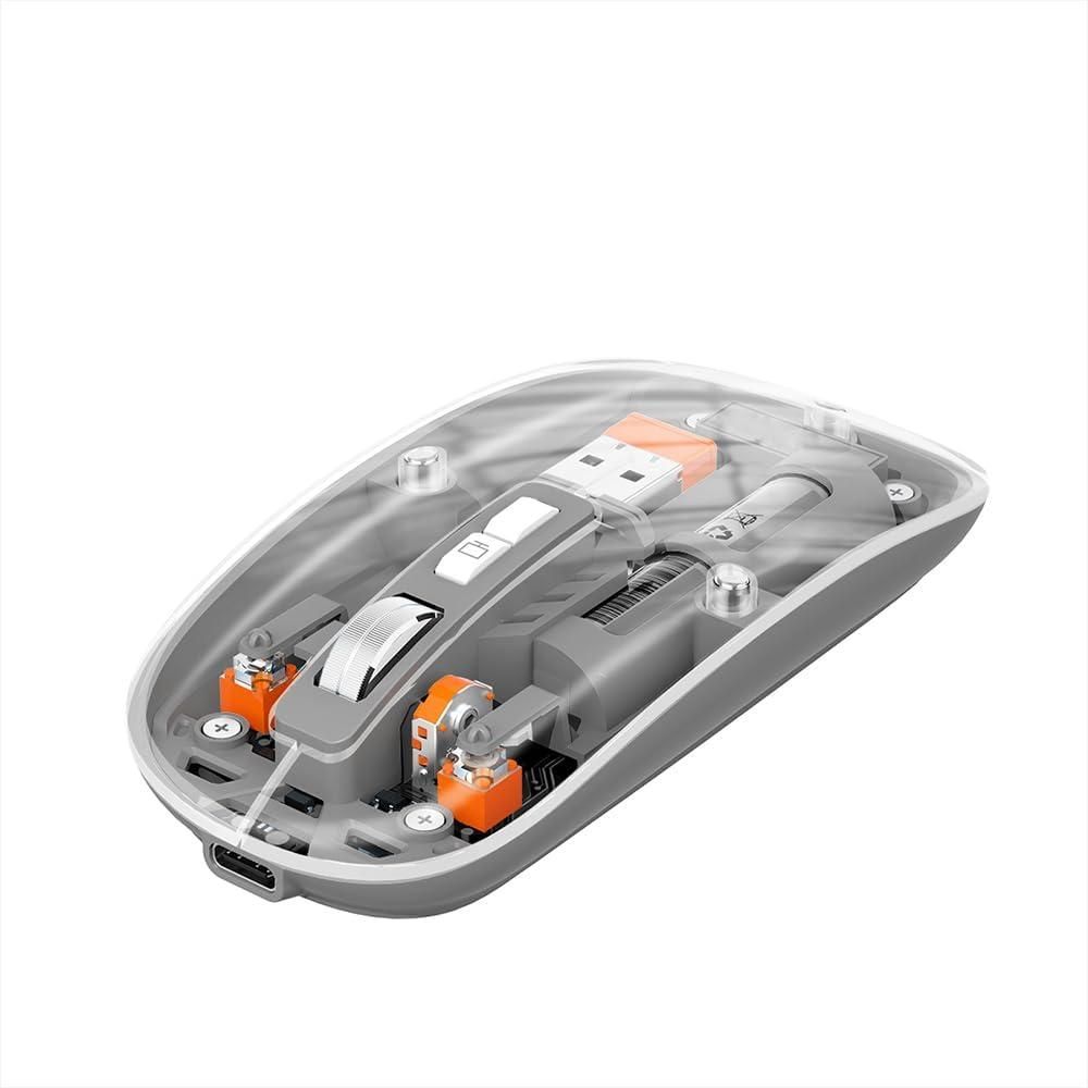 Rechargeable Transparent Wireless Mouse | Ergonomic, Silent Click & Modern Design