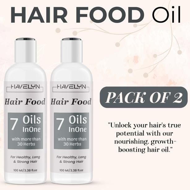 Havelyn Hair Food Oil (2x100ml) | 7 Oils, 30+ Herbs for Hair Growth, Damage Repair & Dandruff Control