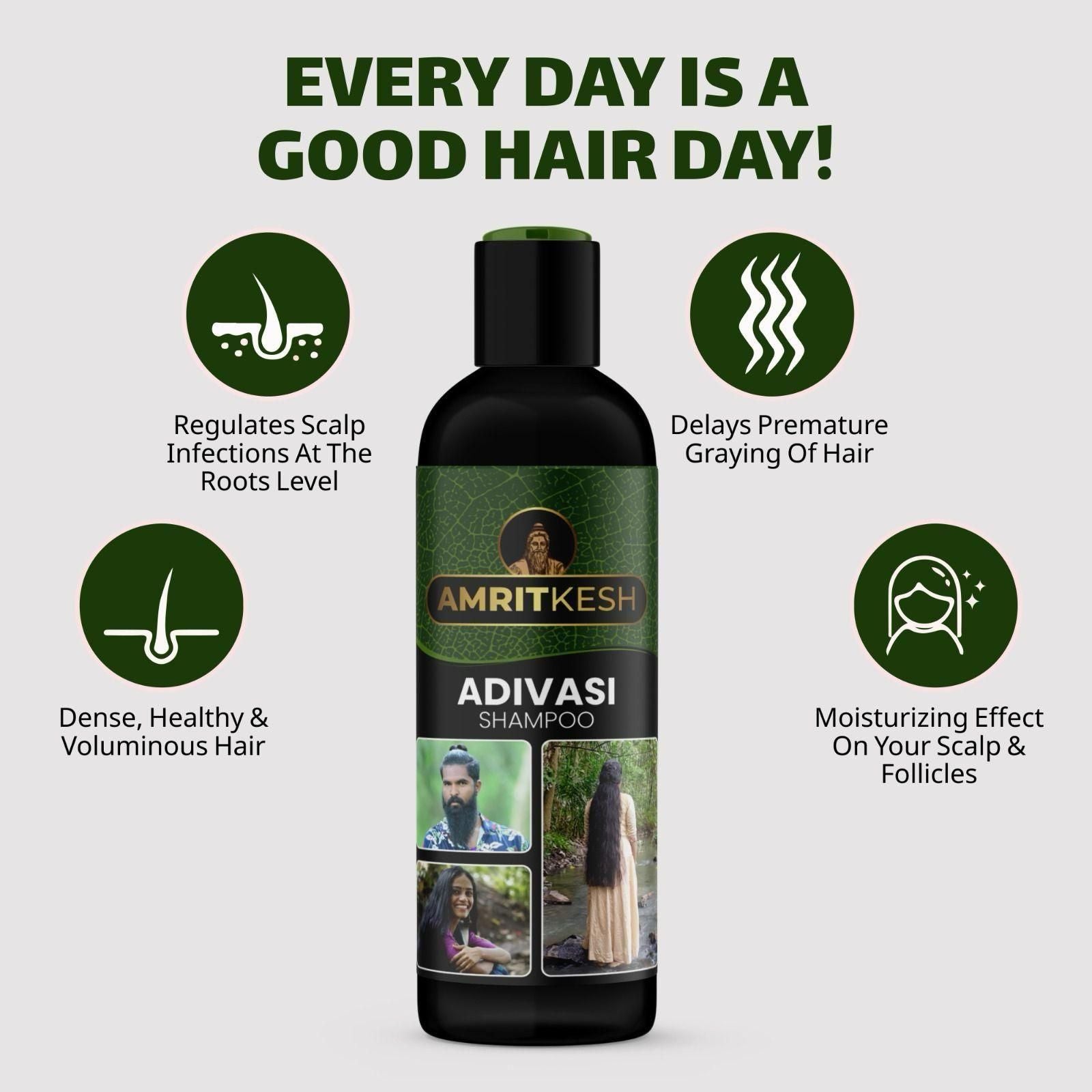 Amritkesh Adivasi Herbal Shampoo (2x100ml) | 25 Ingredients for Hair Growth & Shine