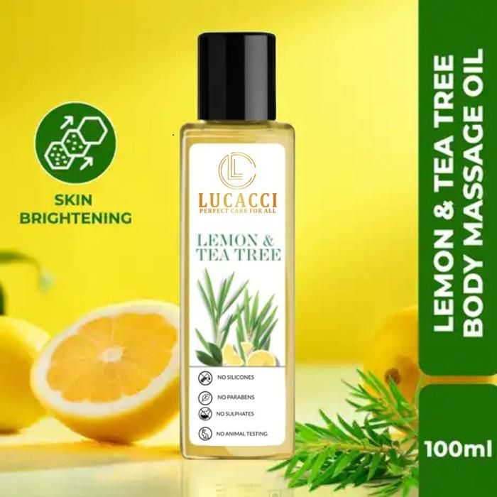Lucacci Lemon & Tea Tree Body Massage Oil (100ml) | Invigorating & Purifying