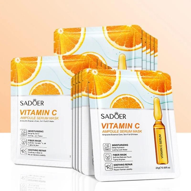 SADOER Vitamin C Serum Mask 100GM | Vitamin C Brightening, Hyaluronic Acid & Collagen