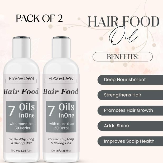 Havelyn Hair Food Oil (2x100ml) | 7 Oils, 30+ Herbs for Hair Growth, Damage Repair & Dandruff Control