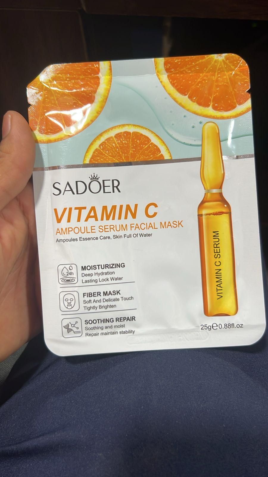 SADOER Vitamin C Serum Mask 100GM | Vitamin C Brightening, Hyaluronic Acid & Collagen