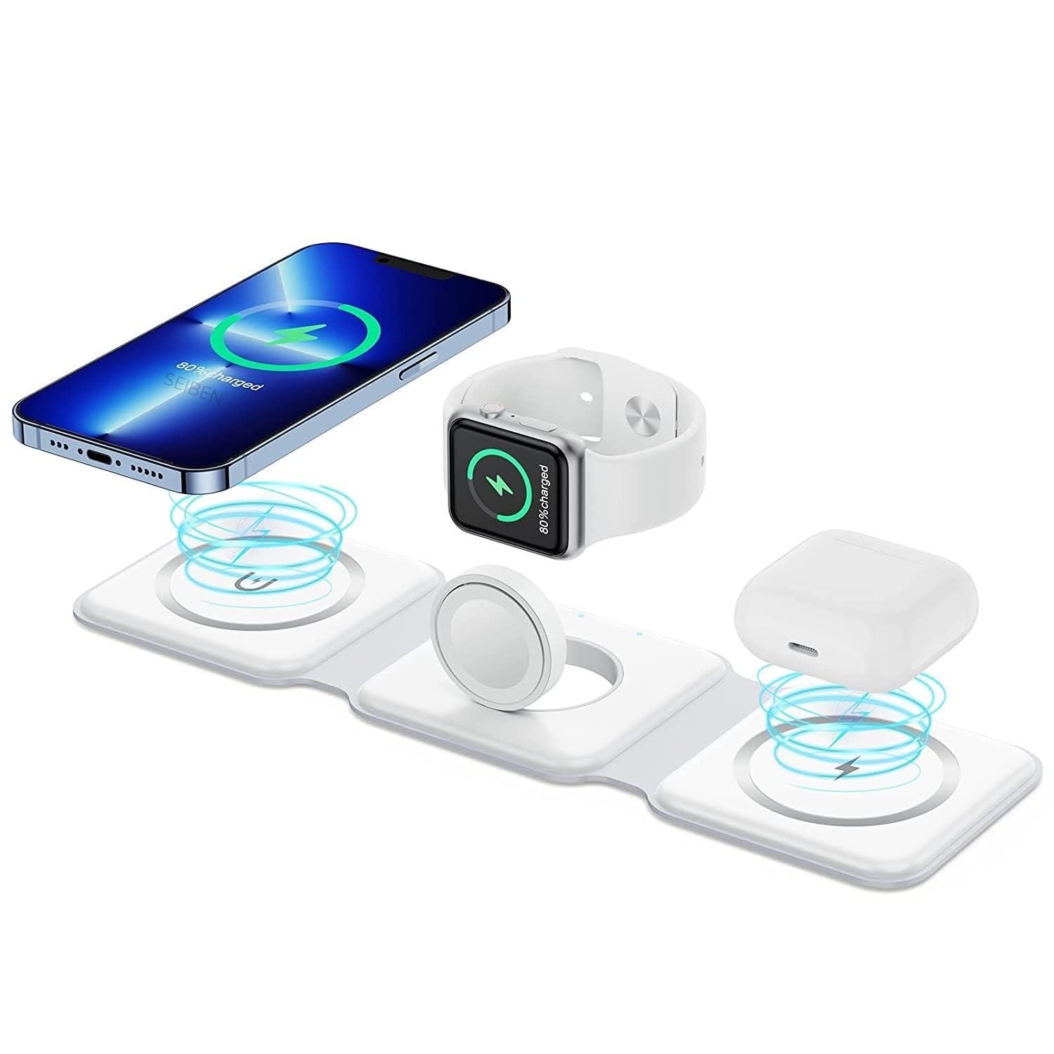 3-in-1 Magnetic Foldable MagSafe Wireless Charger | Fast Charging Station for iPhone Series