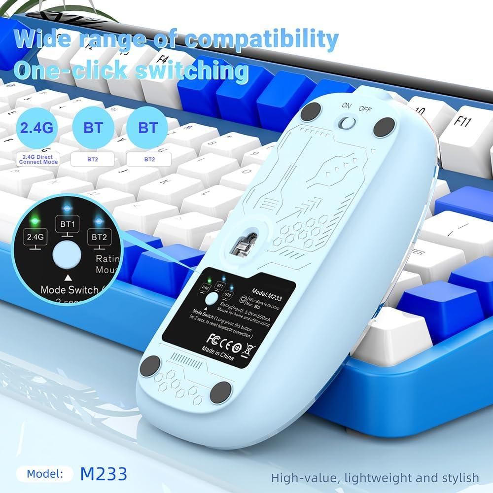 Rechargeable Transparent Wireless Mouse | Ergonomic, Silent Click & Modern Design