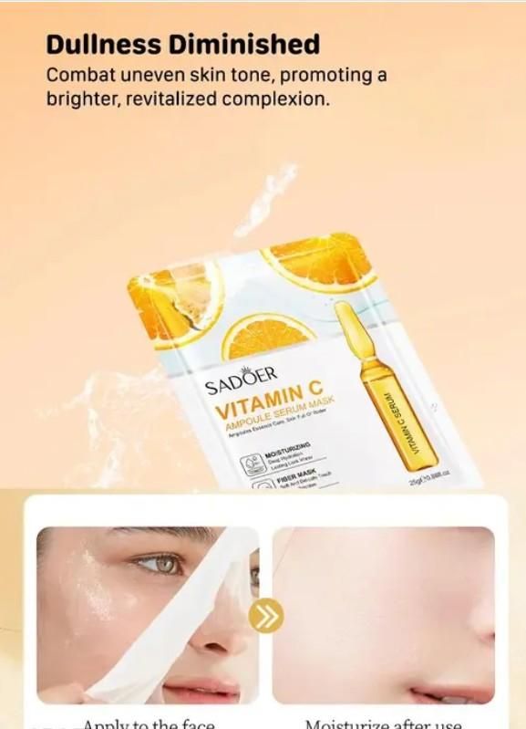 SADOER Vitamin C Serum Mask 100GM | Vitamin C Brightening, Hyaluronic Acid & Collagen